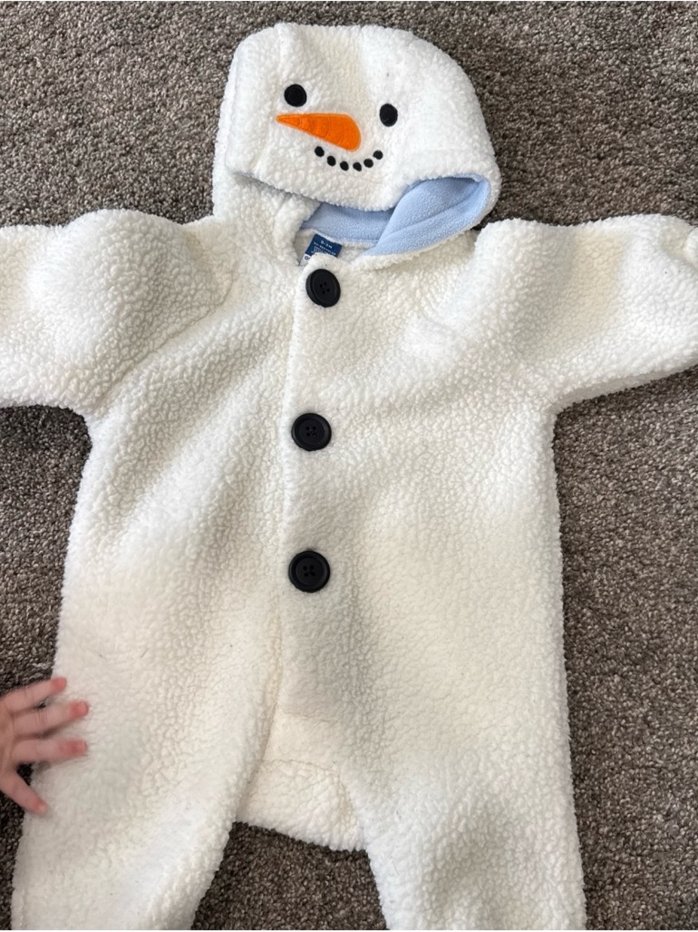 Old Navy White Snowman Fleece One-Piece with Hood